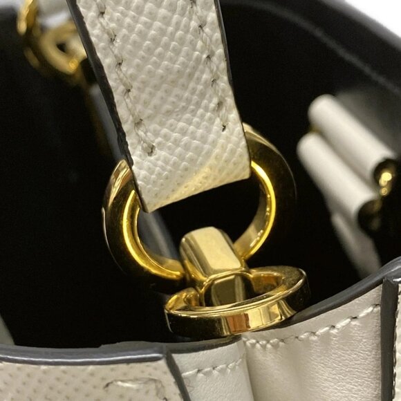Auth PRADA Pannier Small 1BA217 White Saffiano Leather - Handbag - Picture 10 of 16